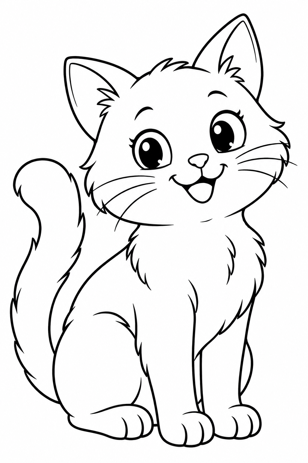 Cat — Large shapes — printable coloring page