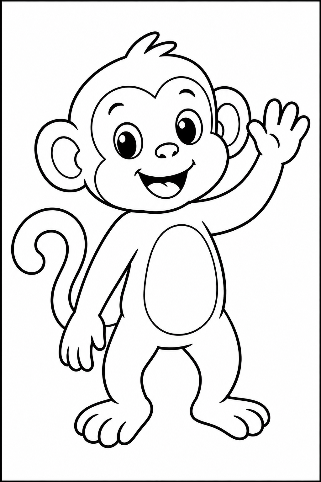 Monkey — Large shapes — printable coloring page