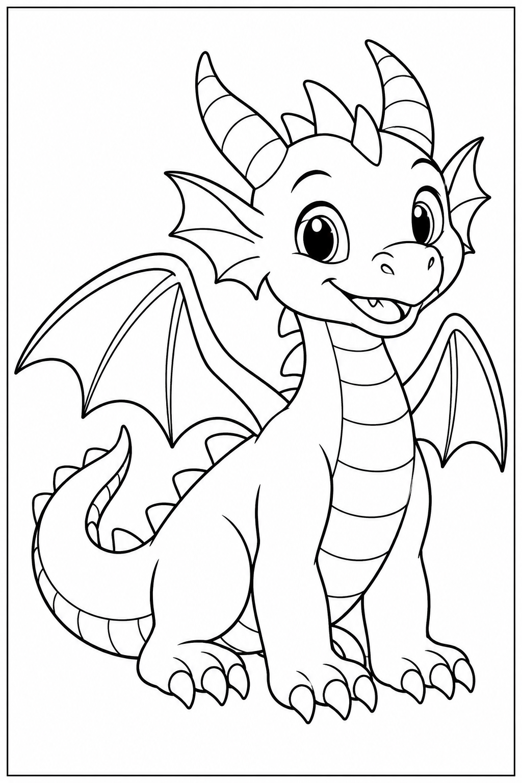 Dragon — More details — printable coloring page