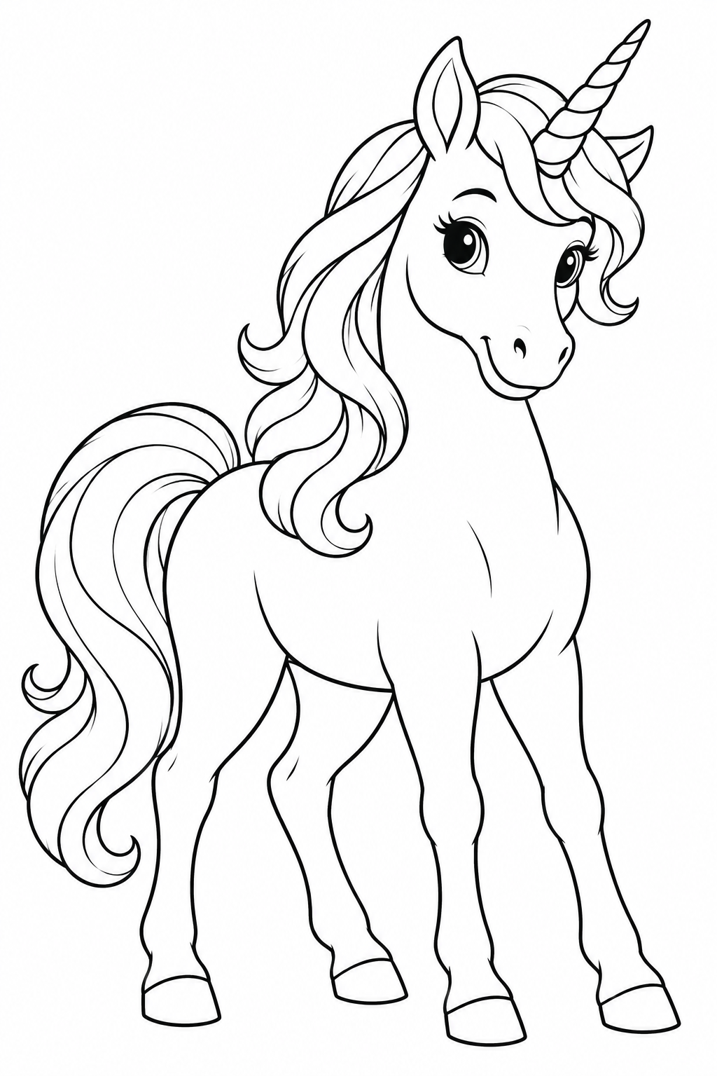 Unicorn — More details — printable coloring page