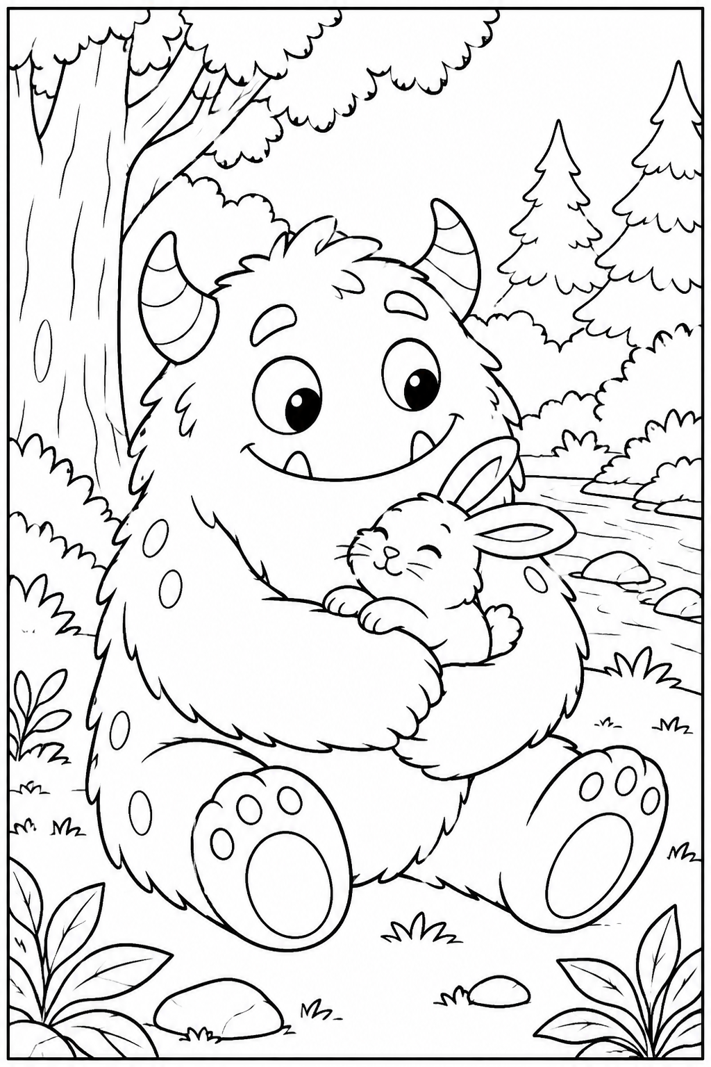Monster in the forest — More details — printable coloring page