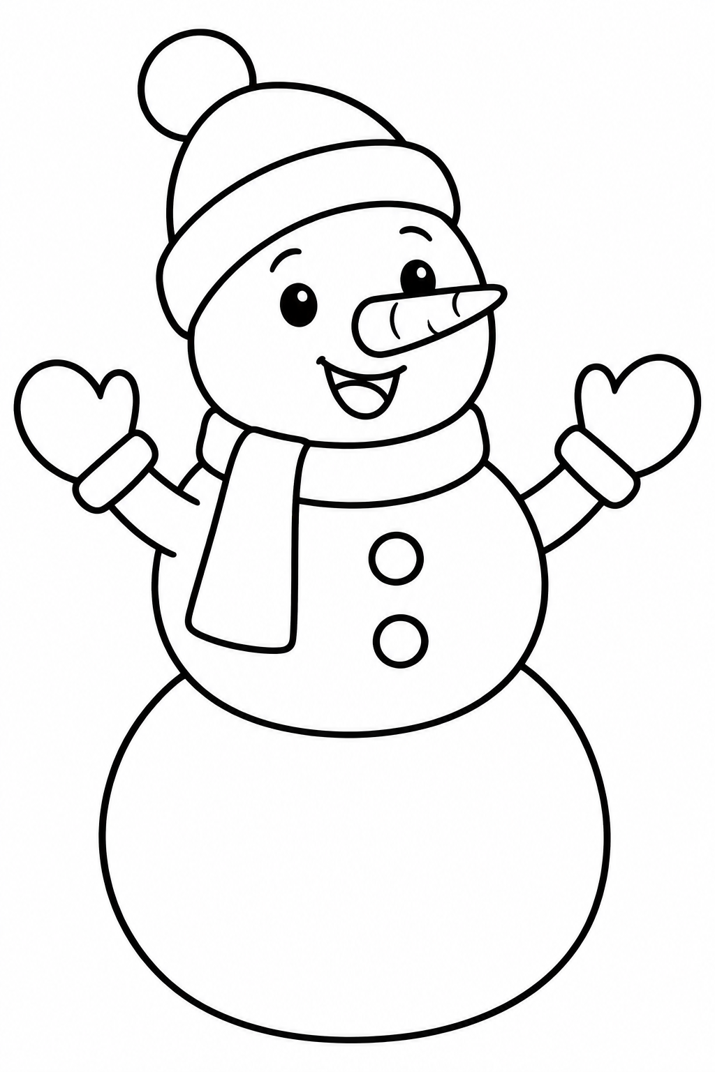 Snowman — Large shapes — printable coloring page