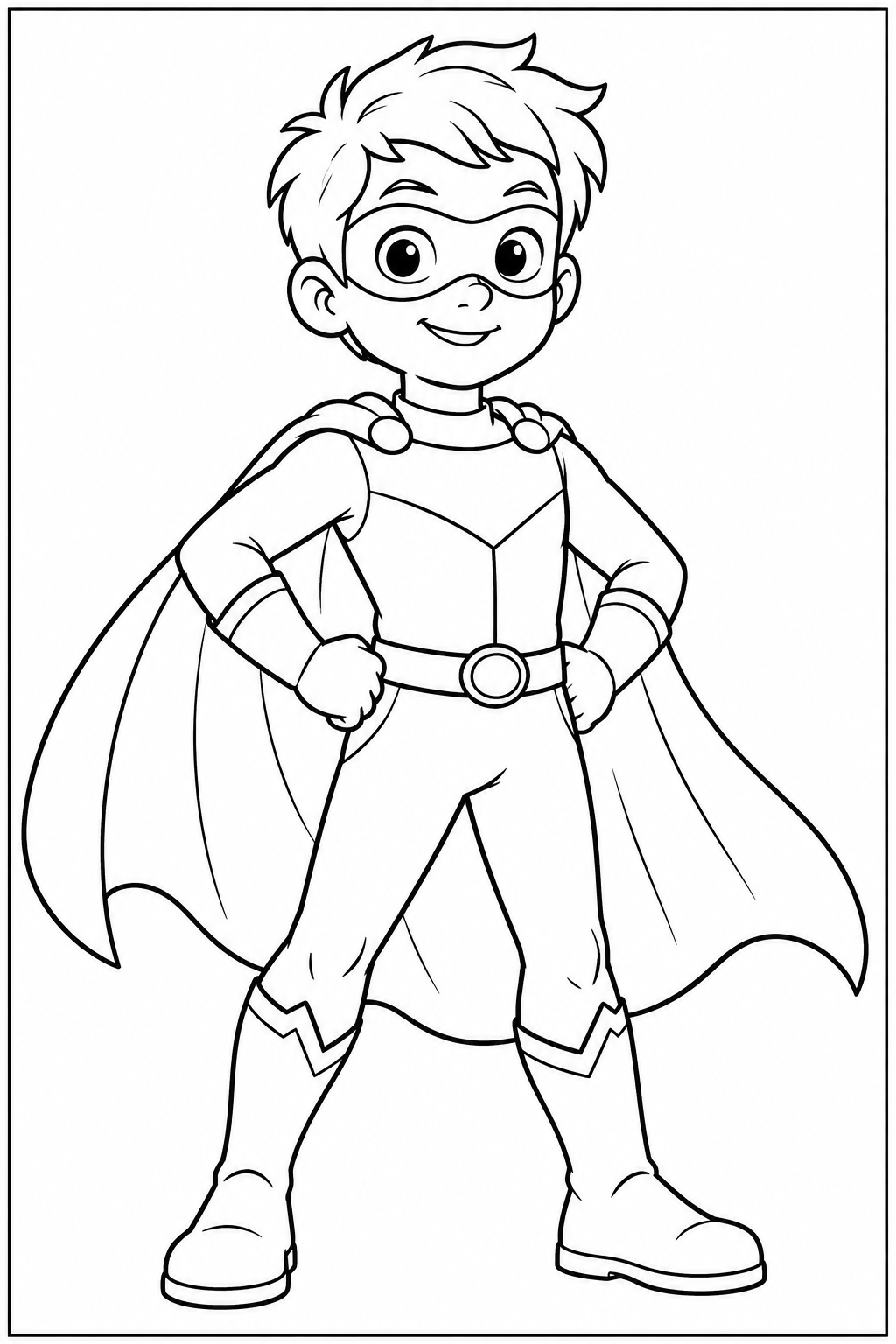 Superhero — More details — printable coloring page