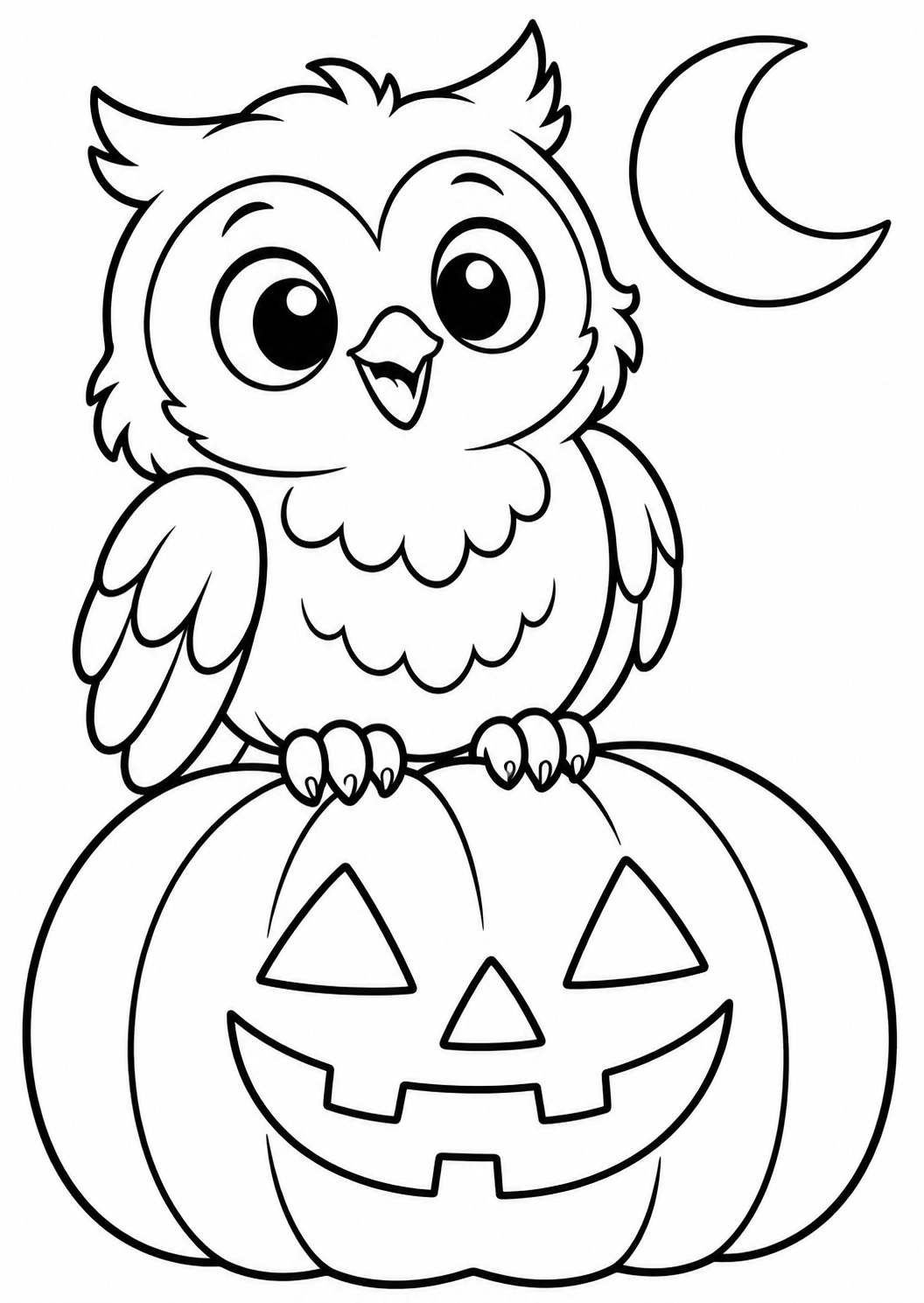 The owl on the pumpkin — printable coloring page