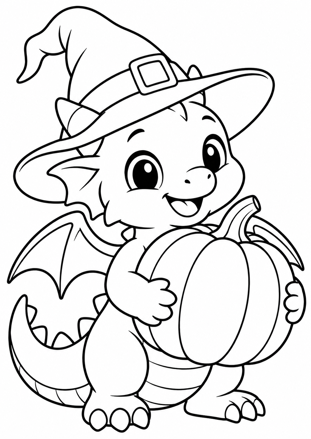 The friendly dragon — printable coloring page