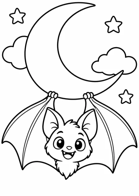 The little bat — printable coloring page