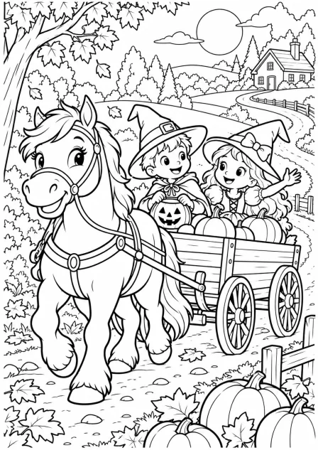 The last pumpkin ride — printable coloring page
