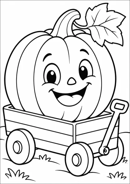 The pumpkin cart — printable coloring page