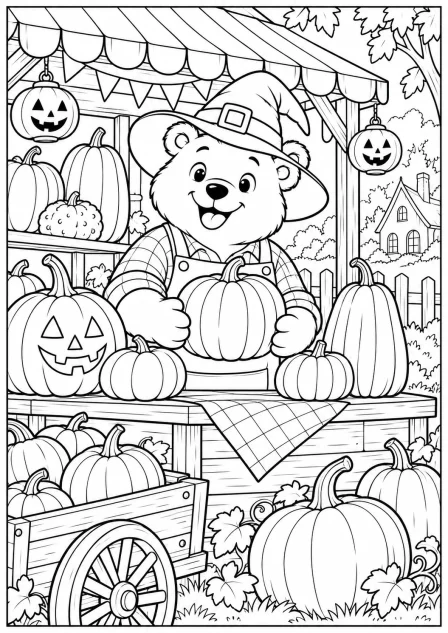 The pumpkin shop — printable coloring page