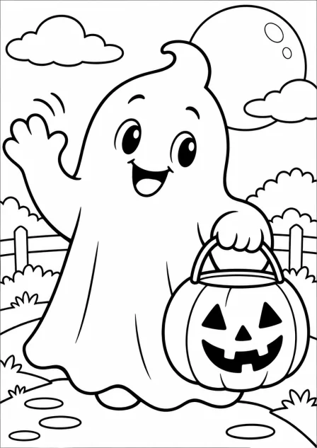 The friendly little ghost — printable coloring page