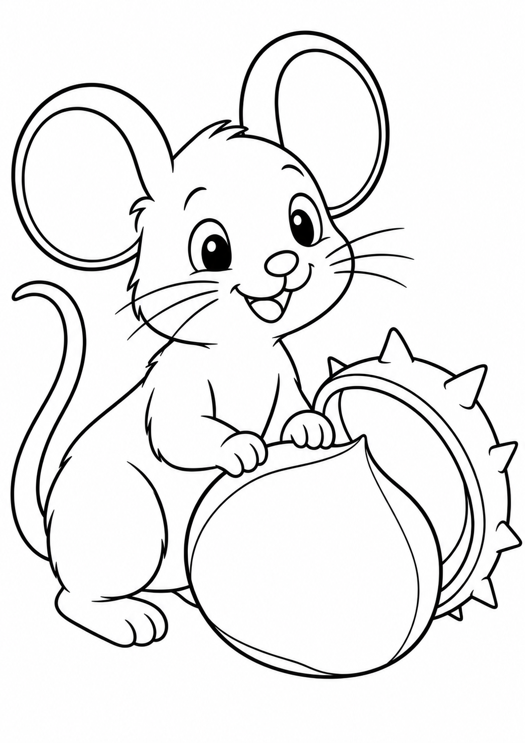 The mouse beside the chestnut — printable coloring page