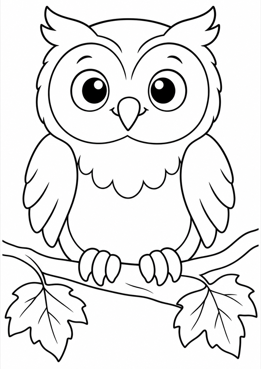 The owl on a branch โ printable coloring page