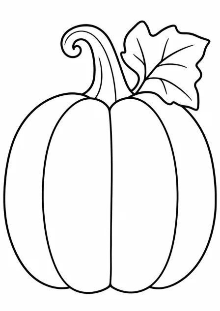 The pumpkin with a leaf — printable coloring page
