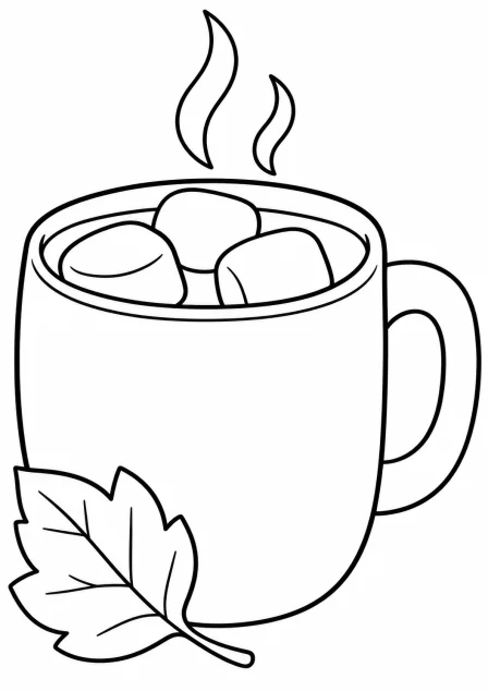 The warm cocoa — printable coloring page