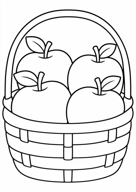 The basket of apples — printable coloring page
