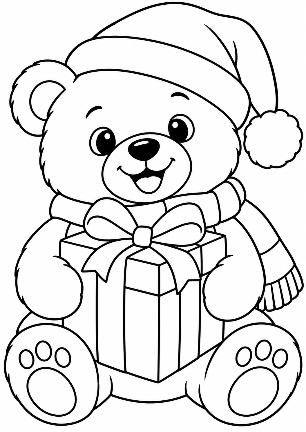 The Christmas bear — printable coloring page