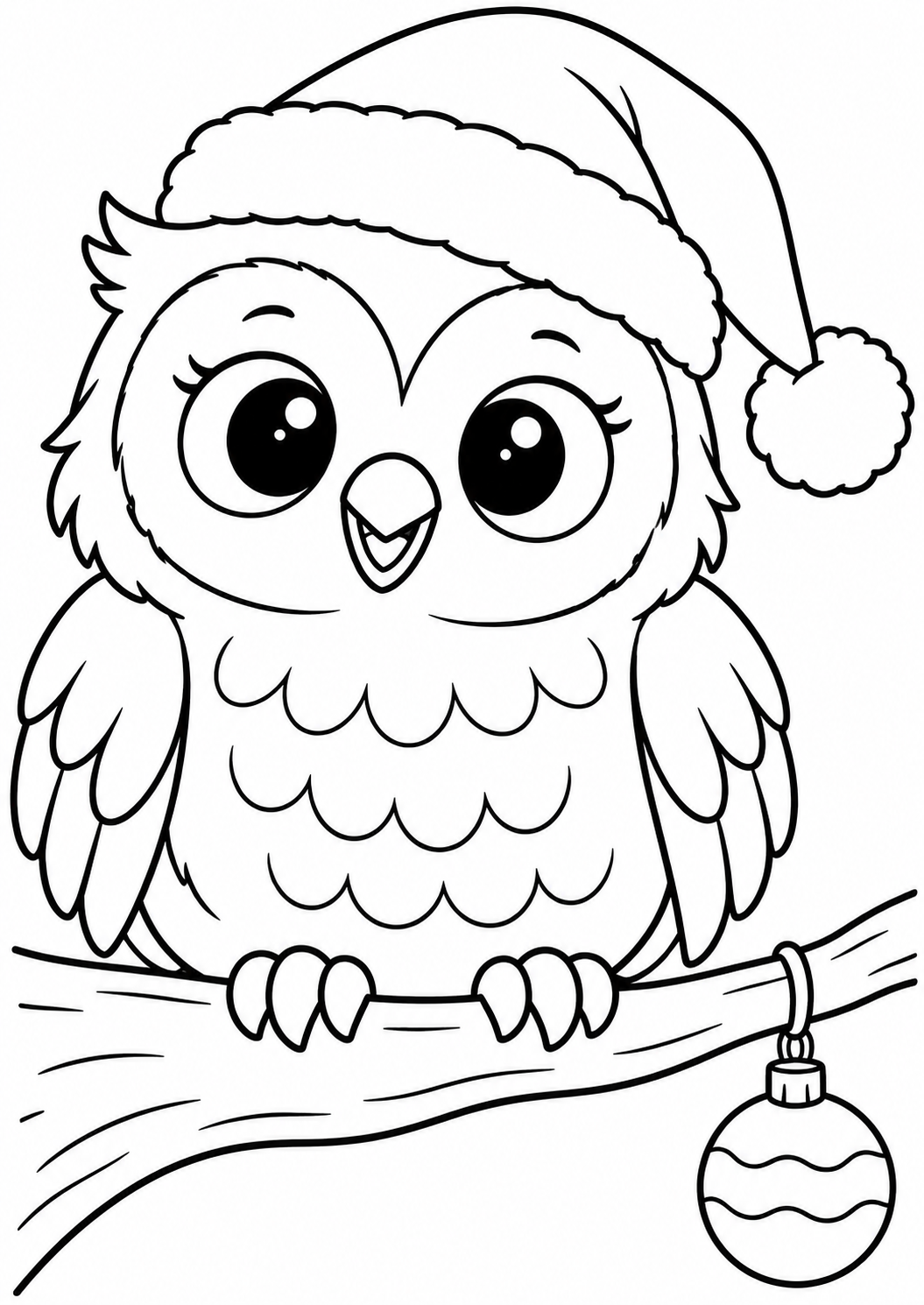 The Christmas owl โ printable coloring page