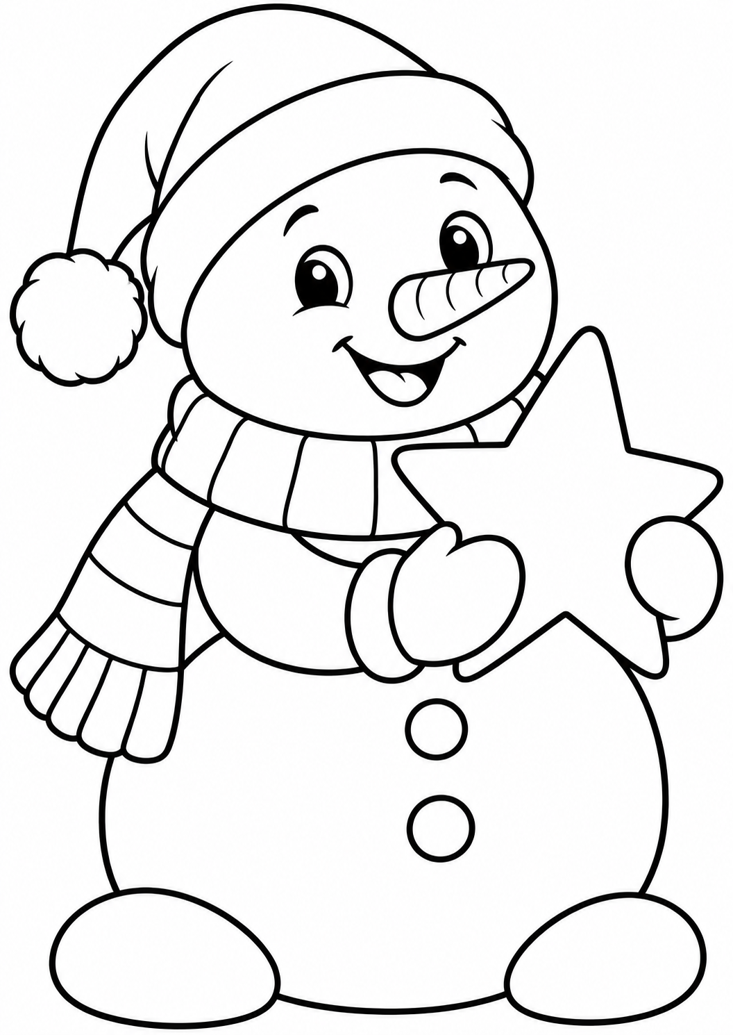 The snowman with a hat โ printable coloring page