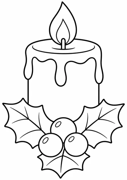 The big Christmas candle — printable coloring page