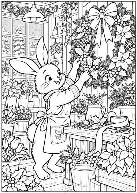 The Christmas flower shop — printable coloring page