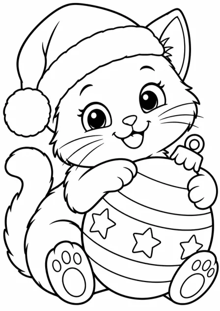 The Christmas cat — printable coloring page