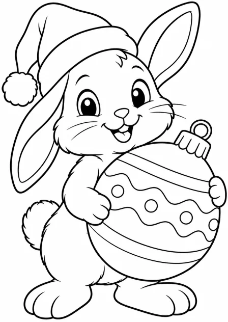 The rabbit with a bauble — printable coloring page