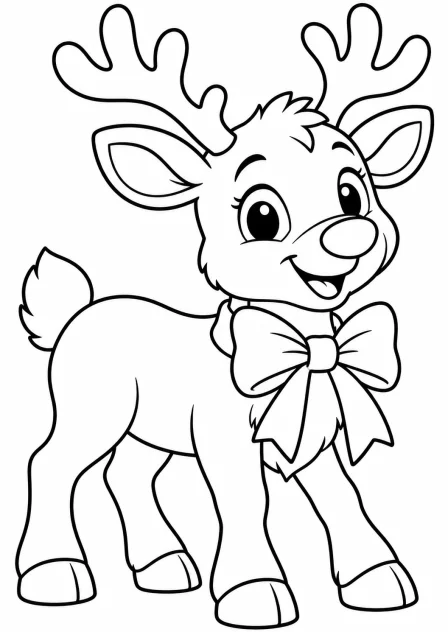 The smiling reindeer — printable coloring page