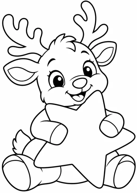 The reindeer with a star — printable coloring page