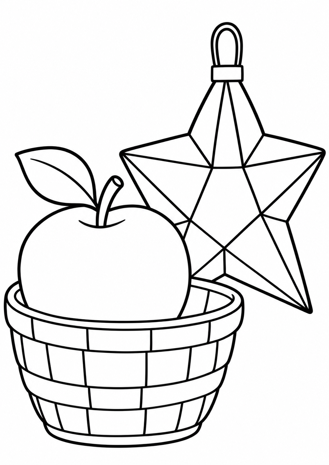 The apple in the basket — printable coloring page