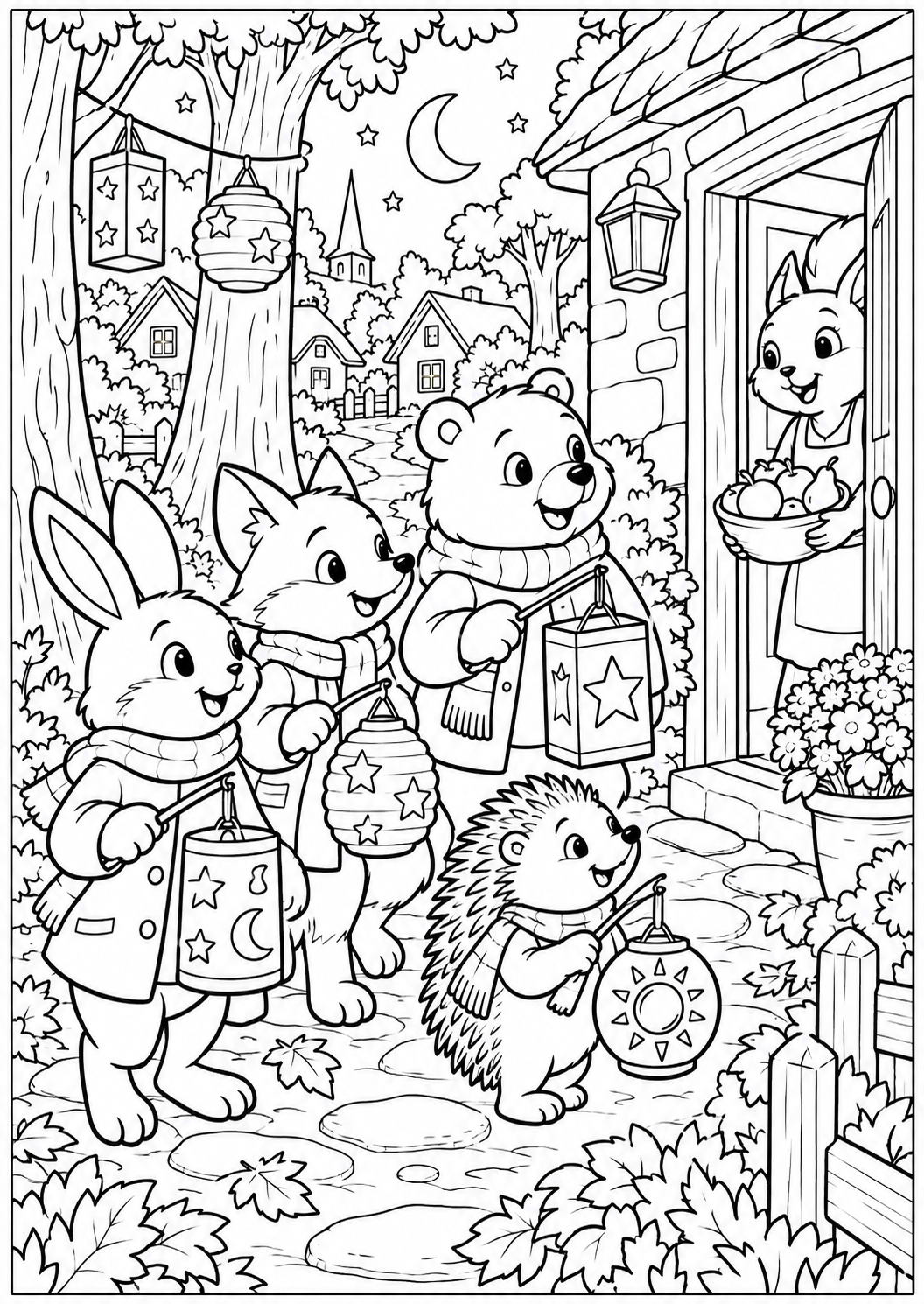 The animals join the parade — printable coloring page