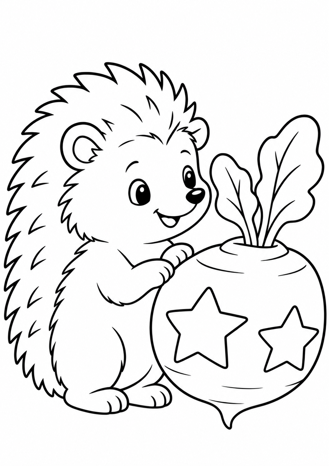 The hedgehog with a light — printable coloring page
