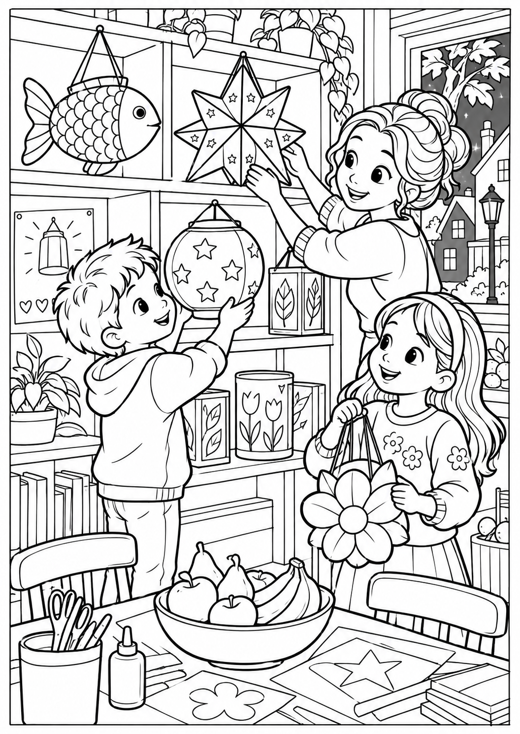 The big lantern display — printable coloring page