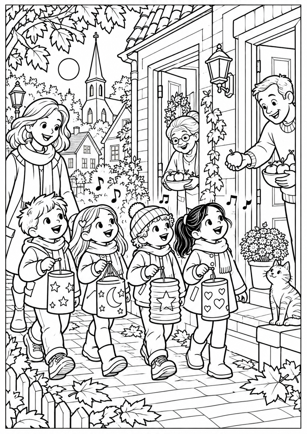 The last street of the parade — printable coloring page