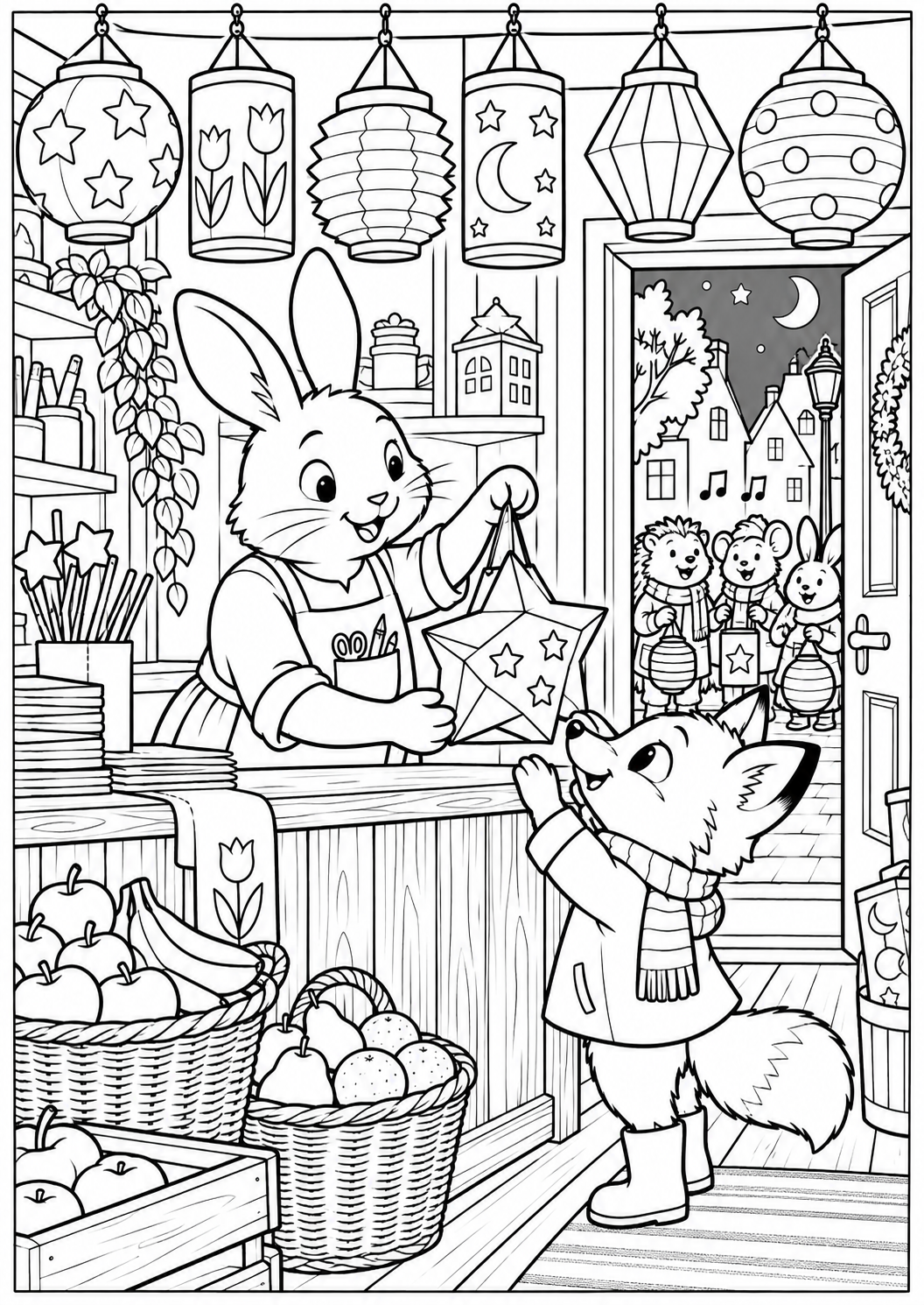 The lantern shop — printable coloring page