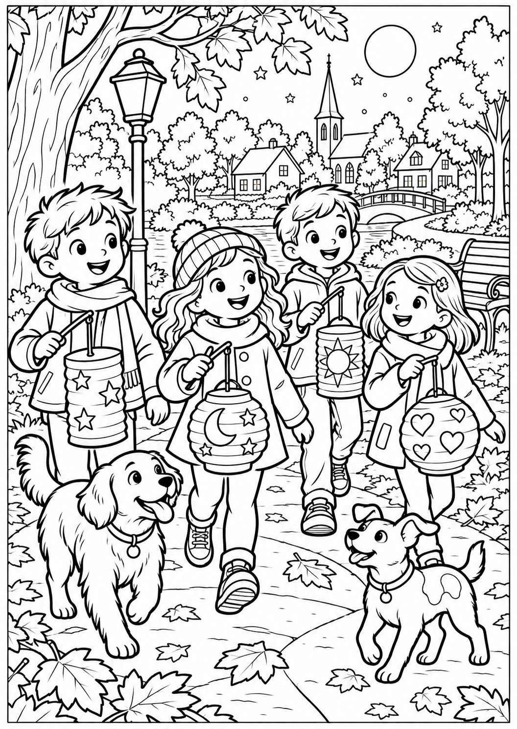 The parade in the park — printable coloring page