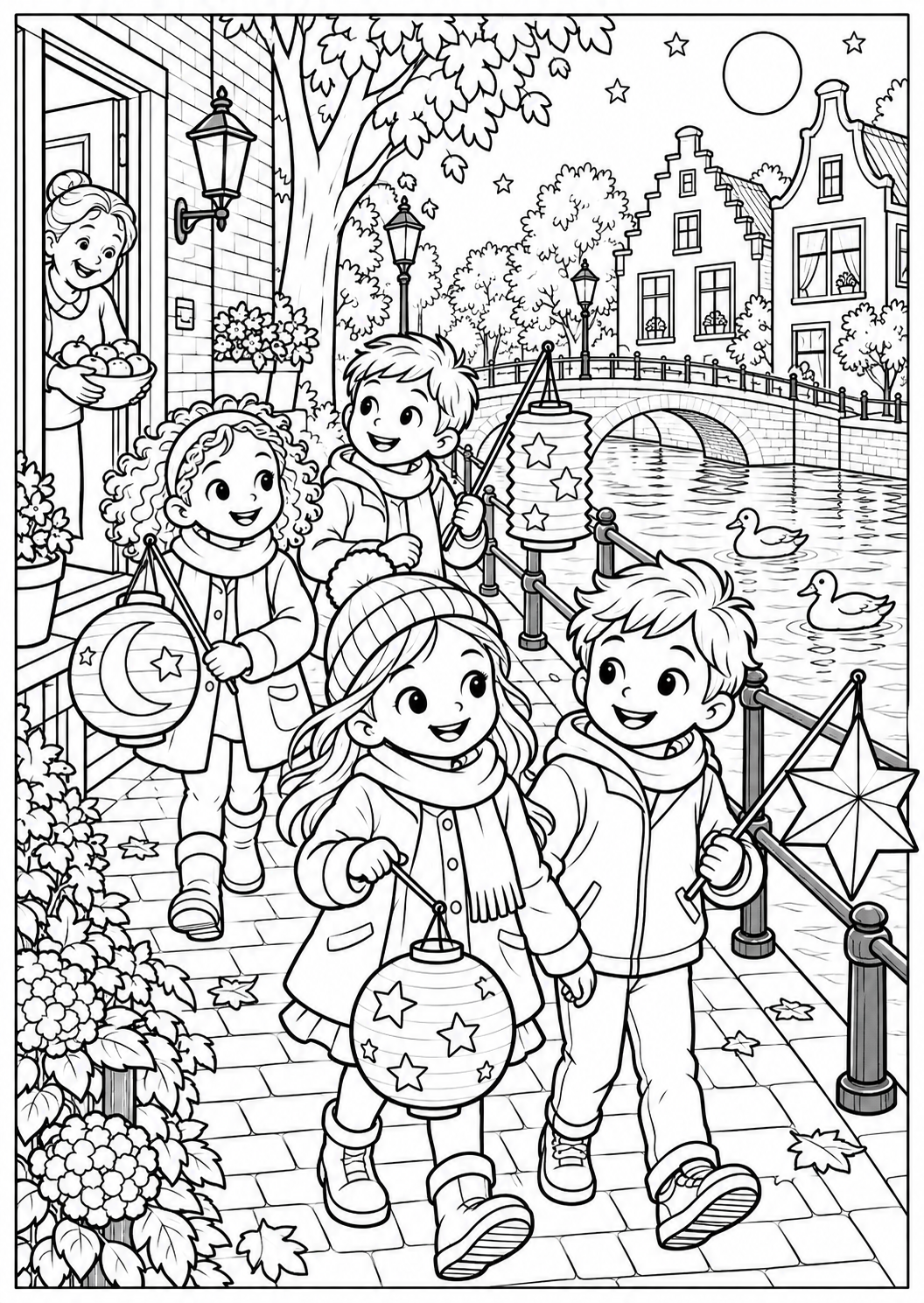 The parade beside the water — printable coloring page