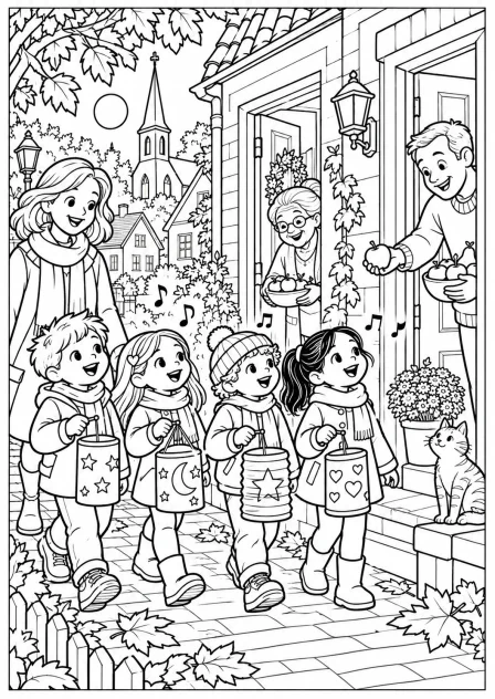 The last street of the parade — printable coloring page
