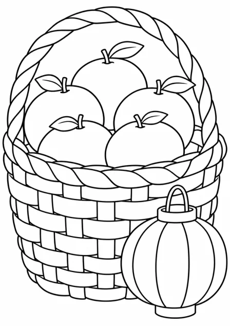 The basket of mandarins — printable coloring page