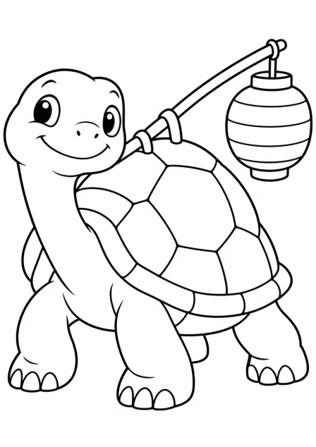The tortoise with a lantern — printable coloring page