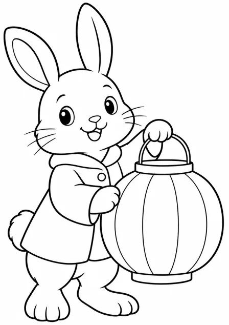 The rabbit with a lantern — printable coloring page