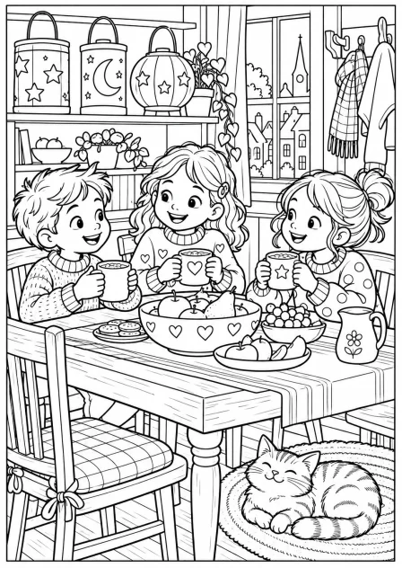 Warming up after the parade — printable coloring page