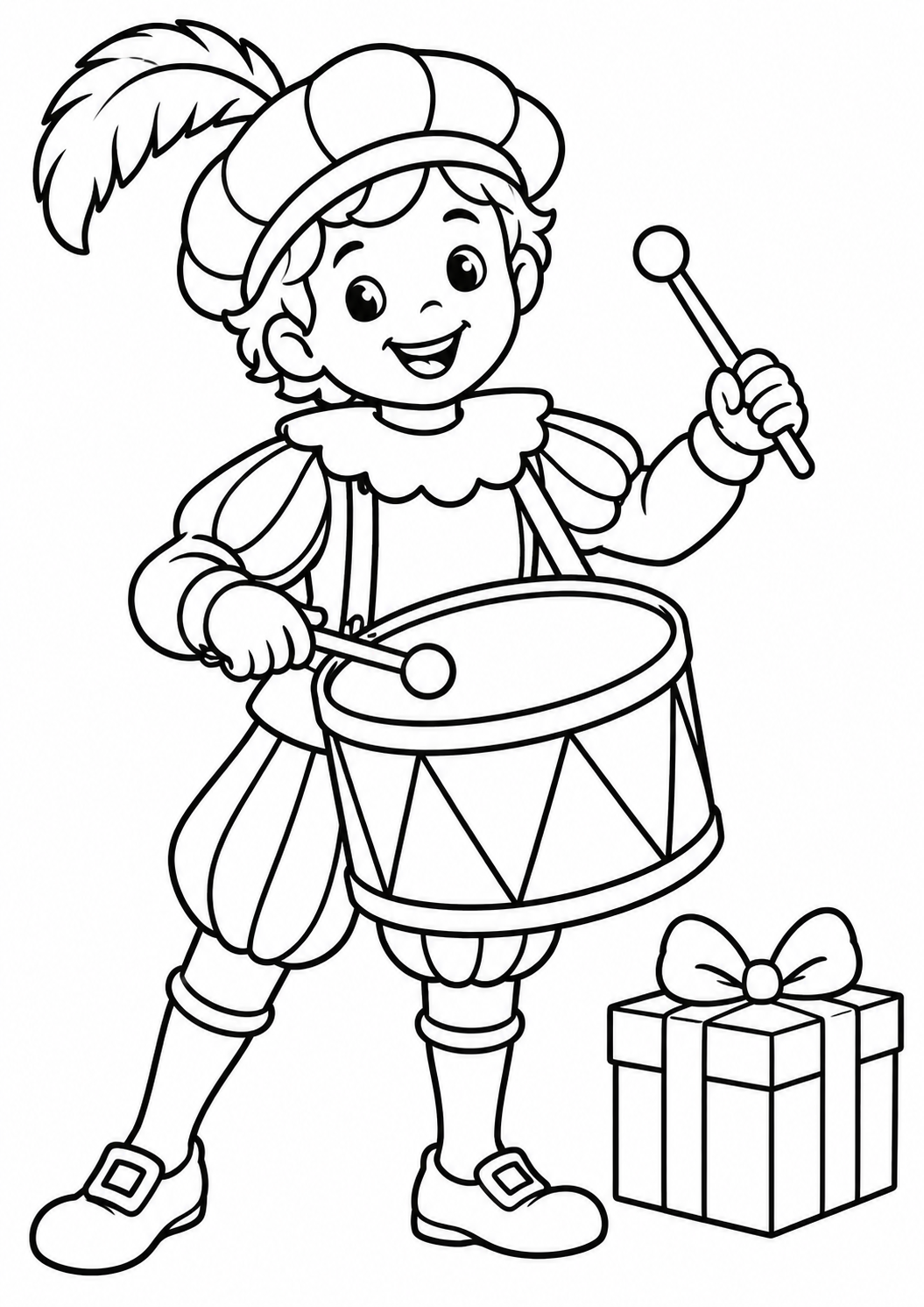 The cheerful drummer — printable coloring page