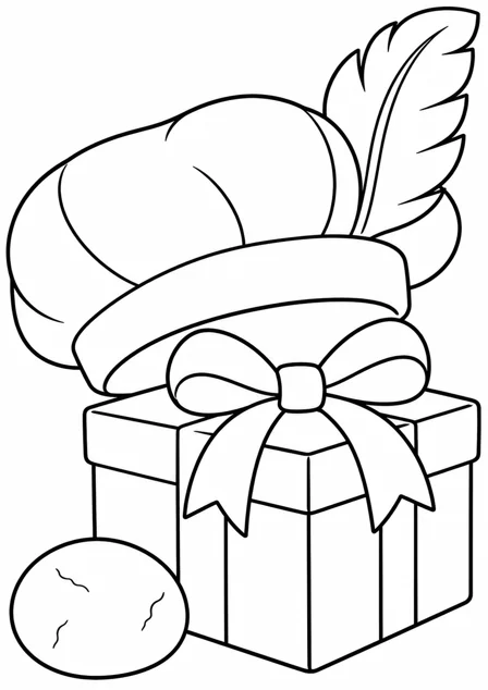 The cap with a feather — printable coloring page