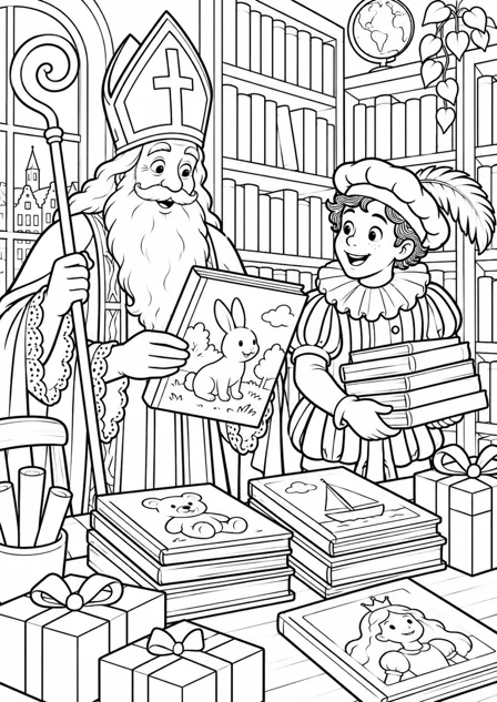 The gift library — printable coloring page