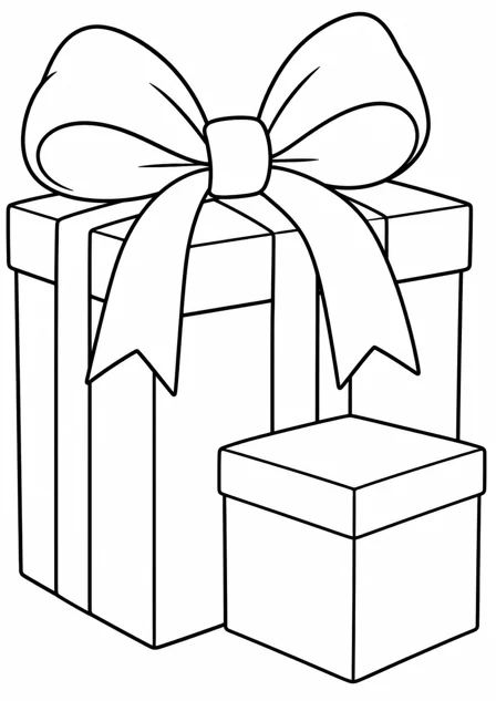 A present with a bow — printable coloring page