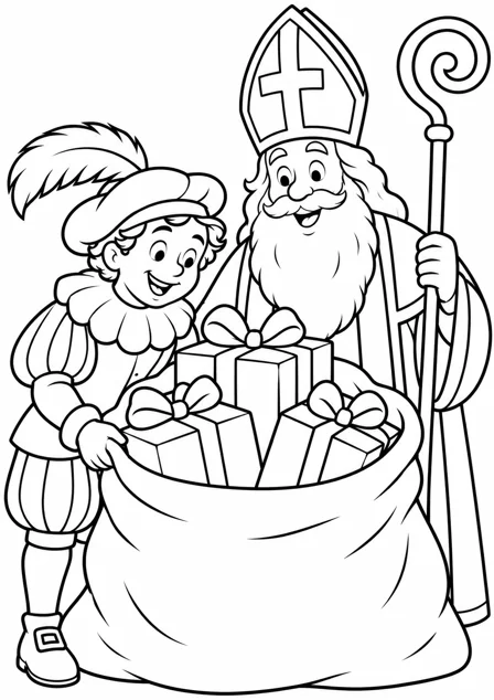 A sack full of presents — printable coloring page