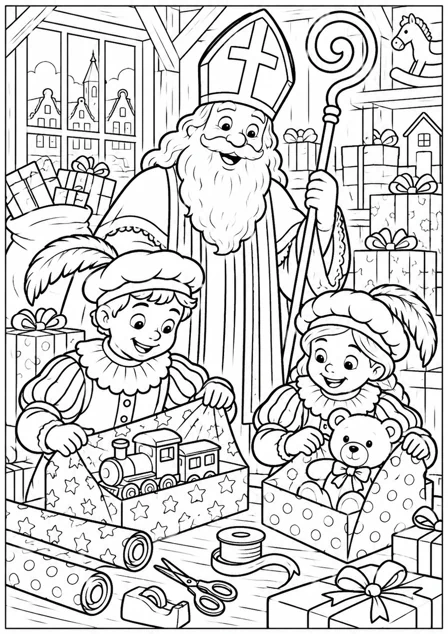 Presents in the toy room — printable coloring page