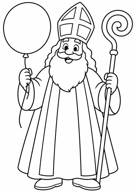 Sinterklaas and the balloon — printable coloring page