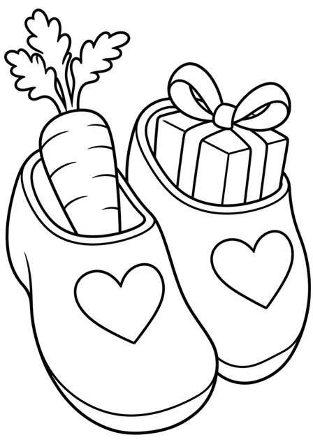 Two cheerful wooden shoes — printable coloring page