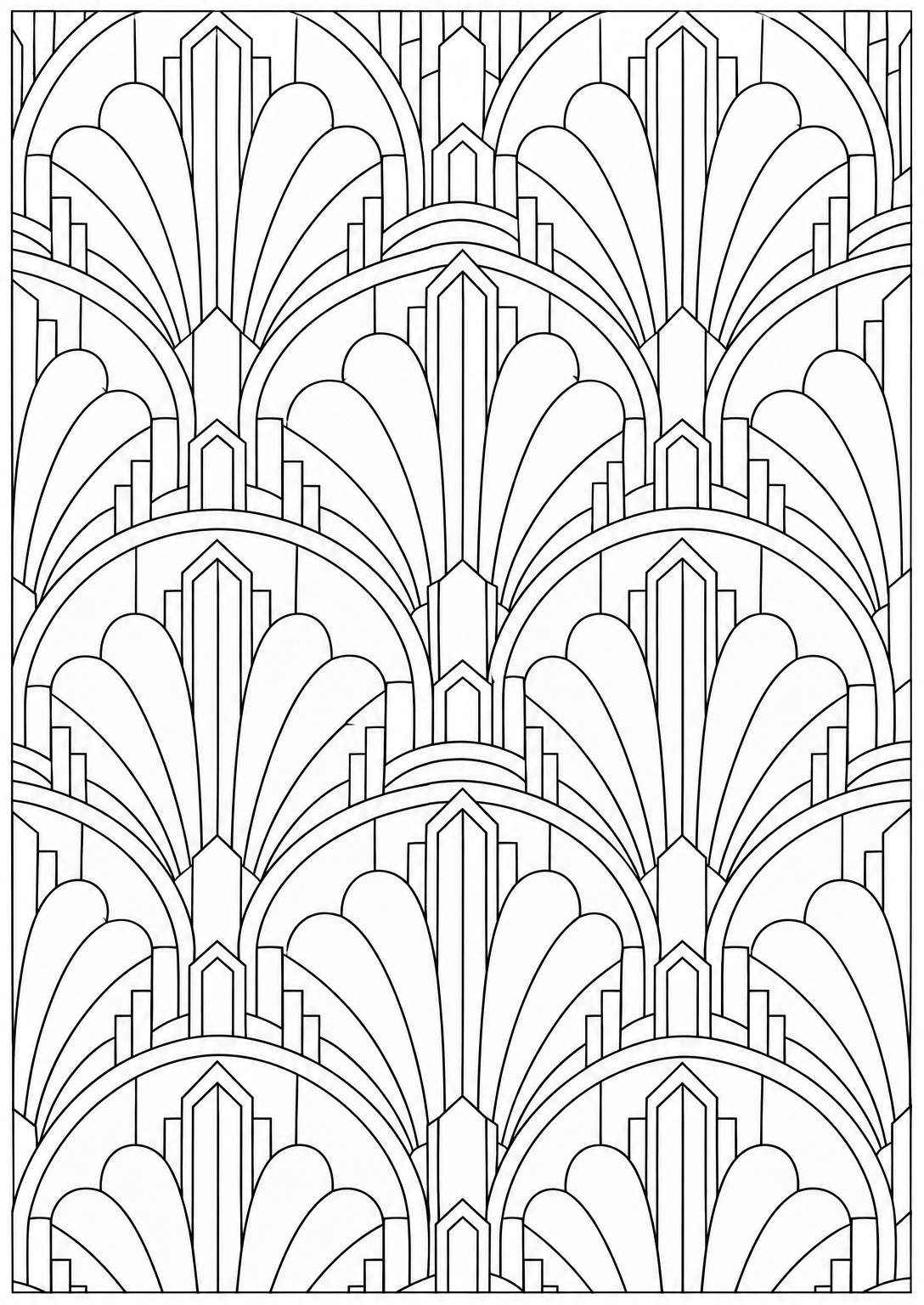 Art Deco arches — adult coloring page